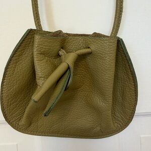 Olive Green Knot-Front Mini Shoulder Bag